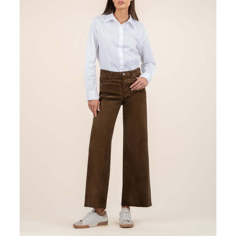 Kut from the Kloth Meg Velvet High Rise Wide Leg, Long Size 2 / Brunette